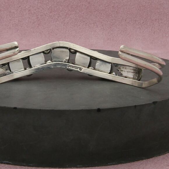 navajo sterling silver vintage garnet feathers cuff bracelet size 6.5in - Picture 3 of 3